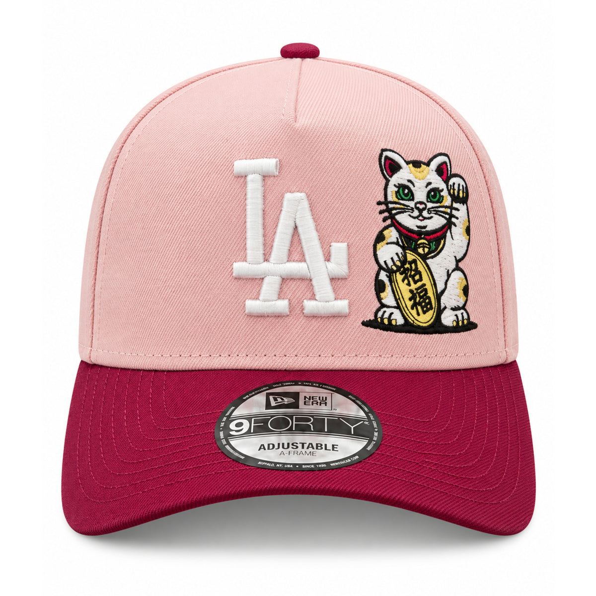 Los Angeles Dodgers Lucky Cat Pink 9FORTY A-Frame Snapback front view