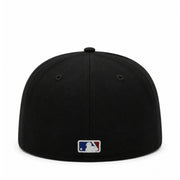 New Era Los Angeles Dodgers Micro Logo 59FIFTY Fitted Hat - Black/White back view