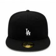 New Era Los Angeles Dodgers Micro Logo 59FIFTY Fitted Hat - Black/White front view