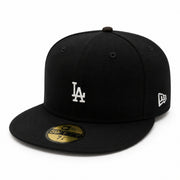 New Era Los Angeles Dodgers Micro Logo 59FIFTY Fitted Hat - Black/White side front view