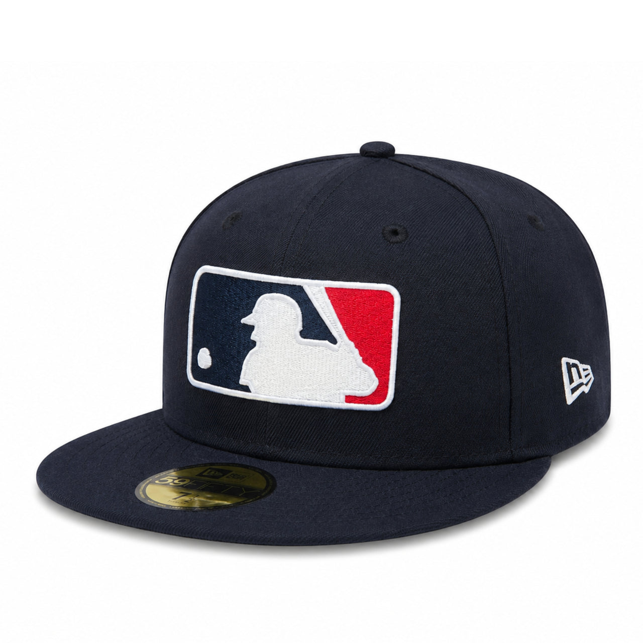 Navy blue baseball cap with MLB logo on a white background