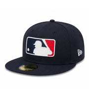 Navy blue baseball cap with MLB logo on a white background