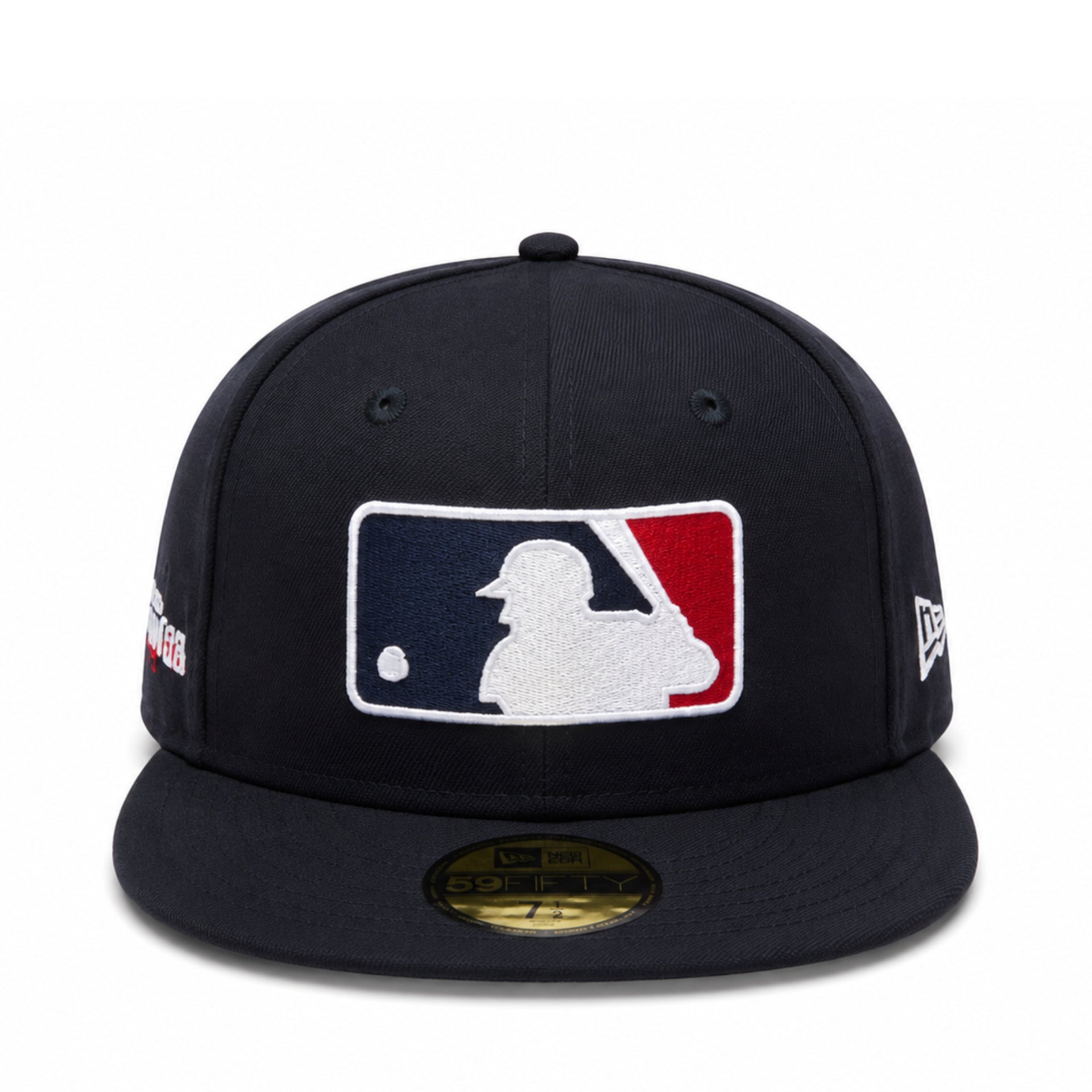 Navy baseball cap with MLB logo on a white background