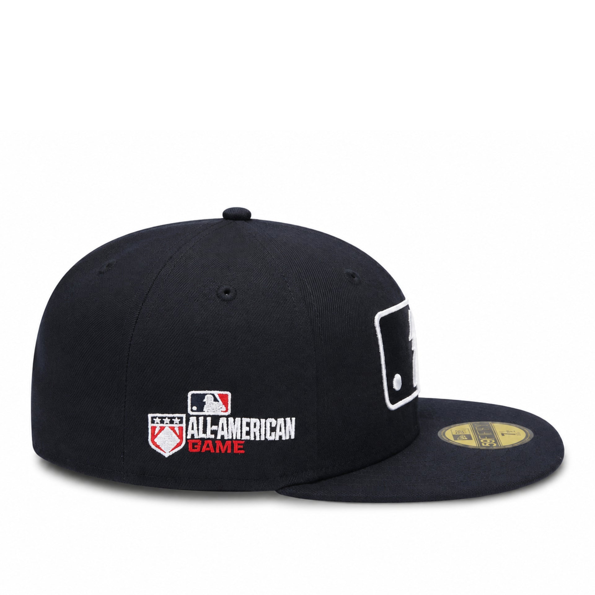 Navy baseball cap with MLB All-American Game logo on a white background