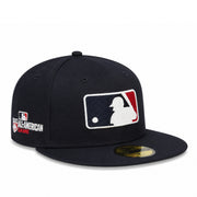 Navy baseball cap with MLB logo on a white background