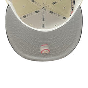 gray  under visor of New Era Los Angeles Dodgers Ohtani Kanji Chrome Black 59FIFTY Fitted Hat