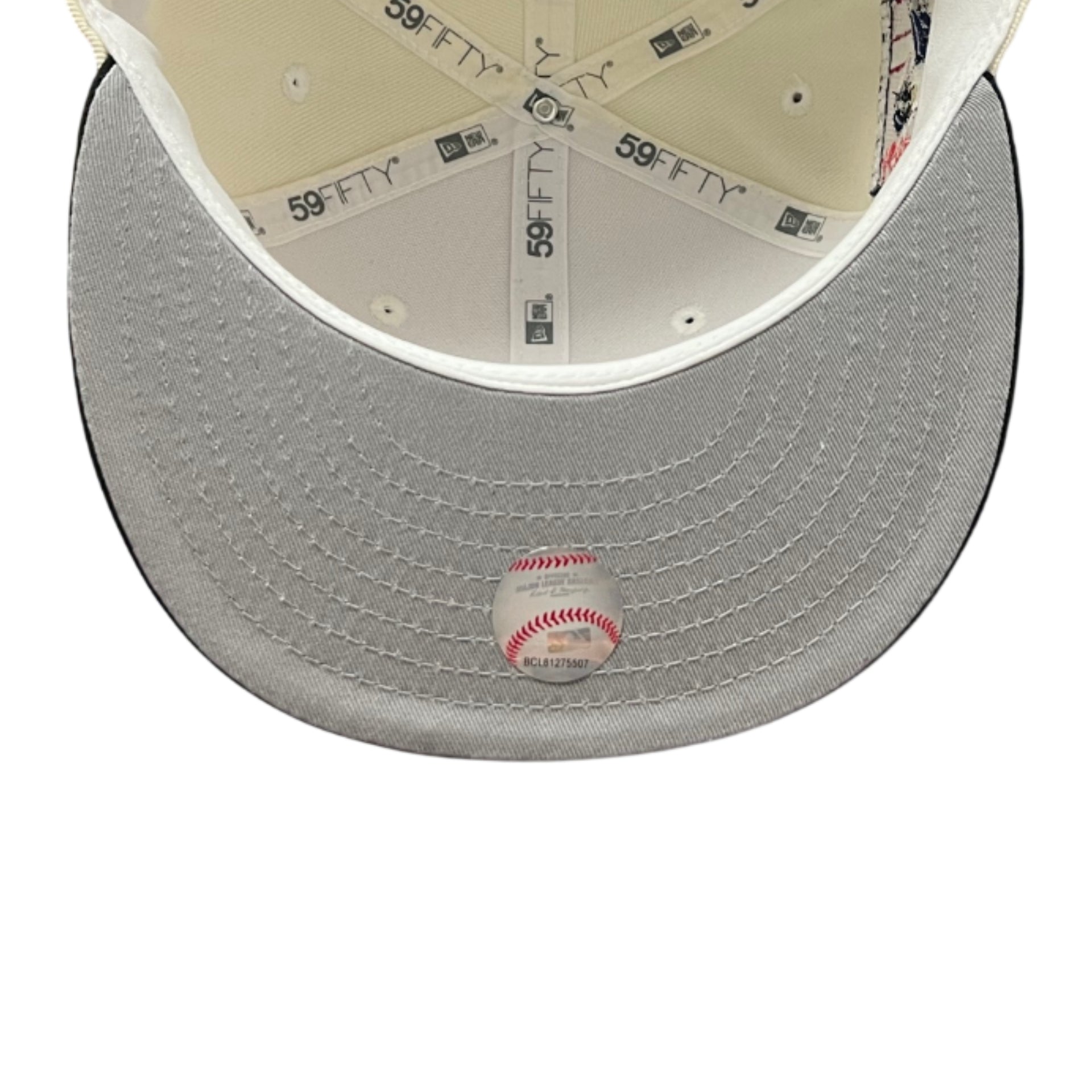 gray  under visor of New Era Los Angeles Dodgers Ohtani Kanji Chrome Black 59FIFTY Fitted Hat