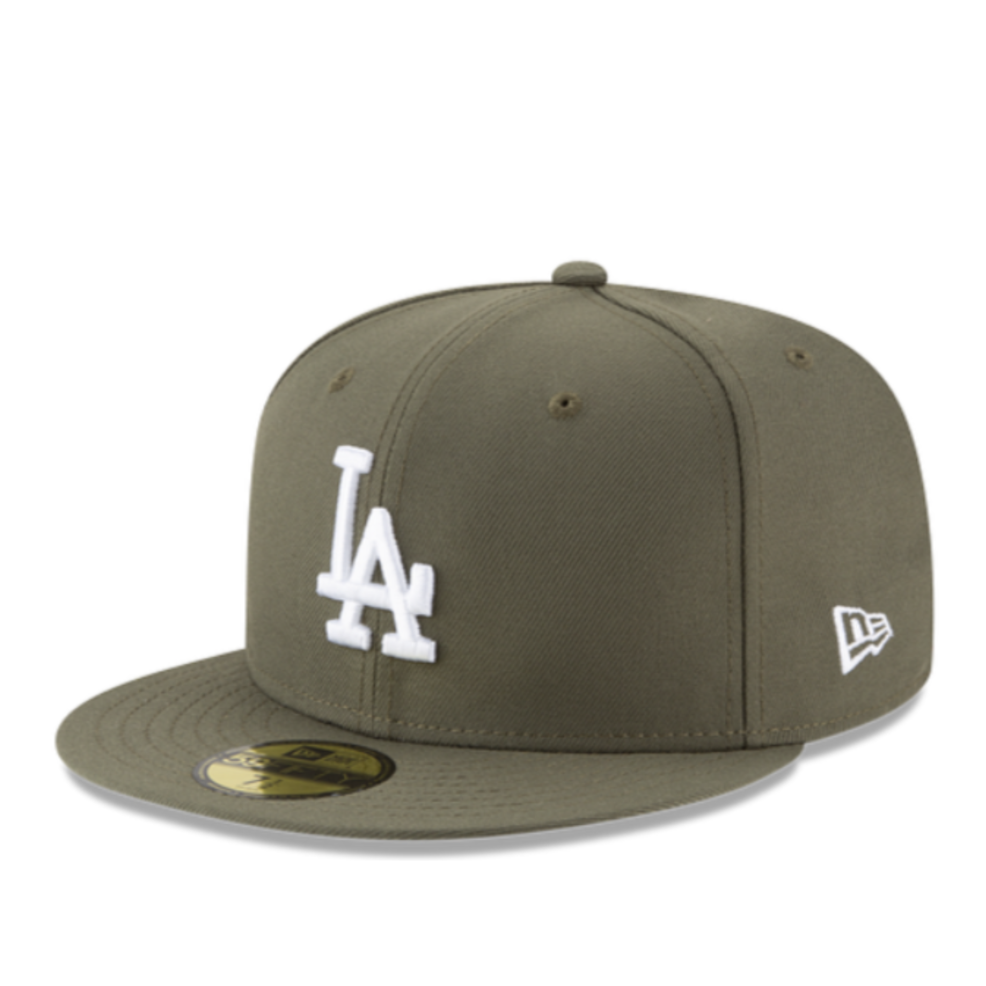 New Era Los Angeles Dodgers olive green white 59fifty fitted hat front left view