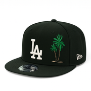 front view of Los Angeles Dodgers New Era Palm Tree 9FIFTY Snapback Hat - Black