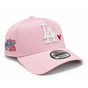 New Era Los Angeles Dodgers Pink Red Heart 9FORTY A-Frame Snapback front side view