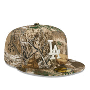 New Era Los Angeles Dodgers Real Tree 59FIFTY Fitted Hat right side front view