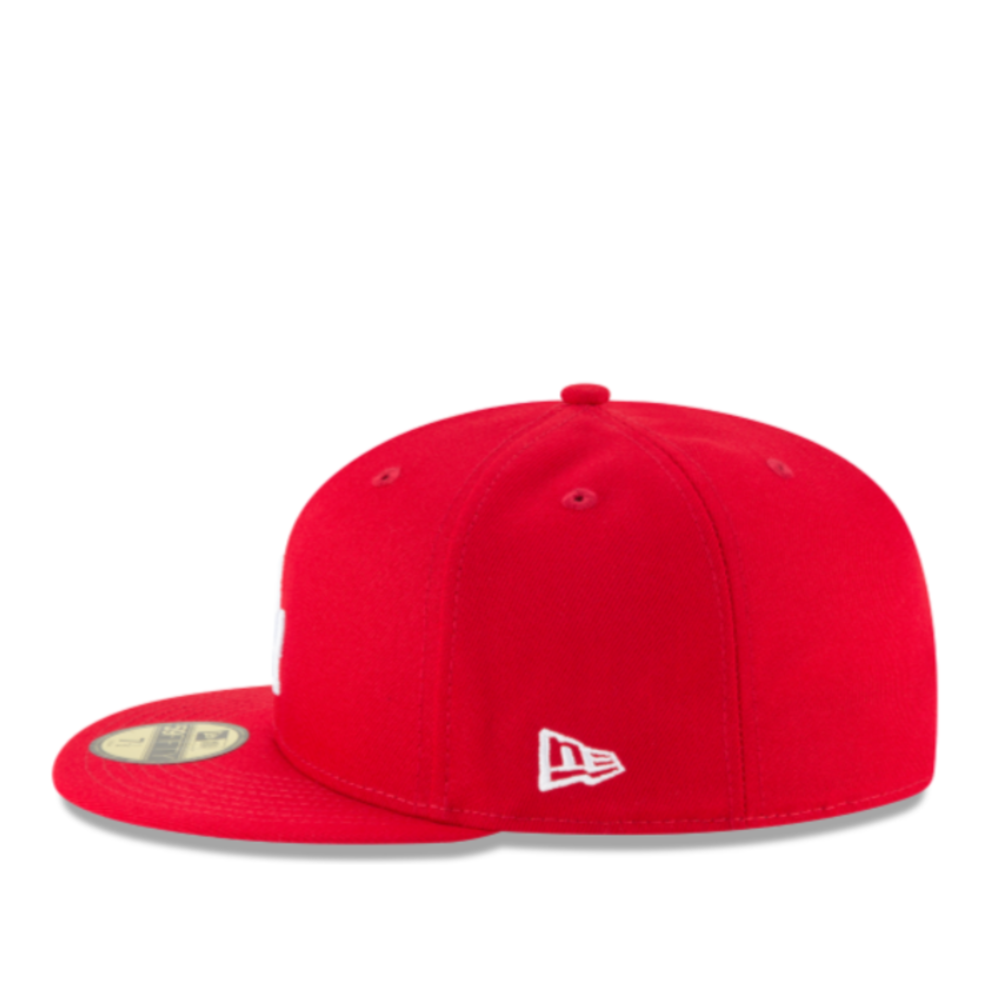New Era Los Angeles Dodgers red white 59fifty fitted hat side view