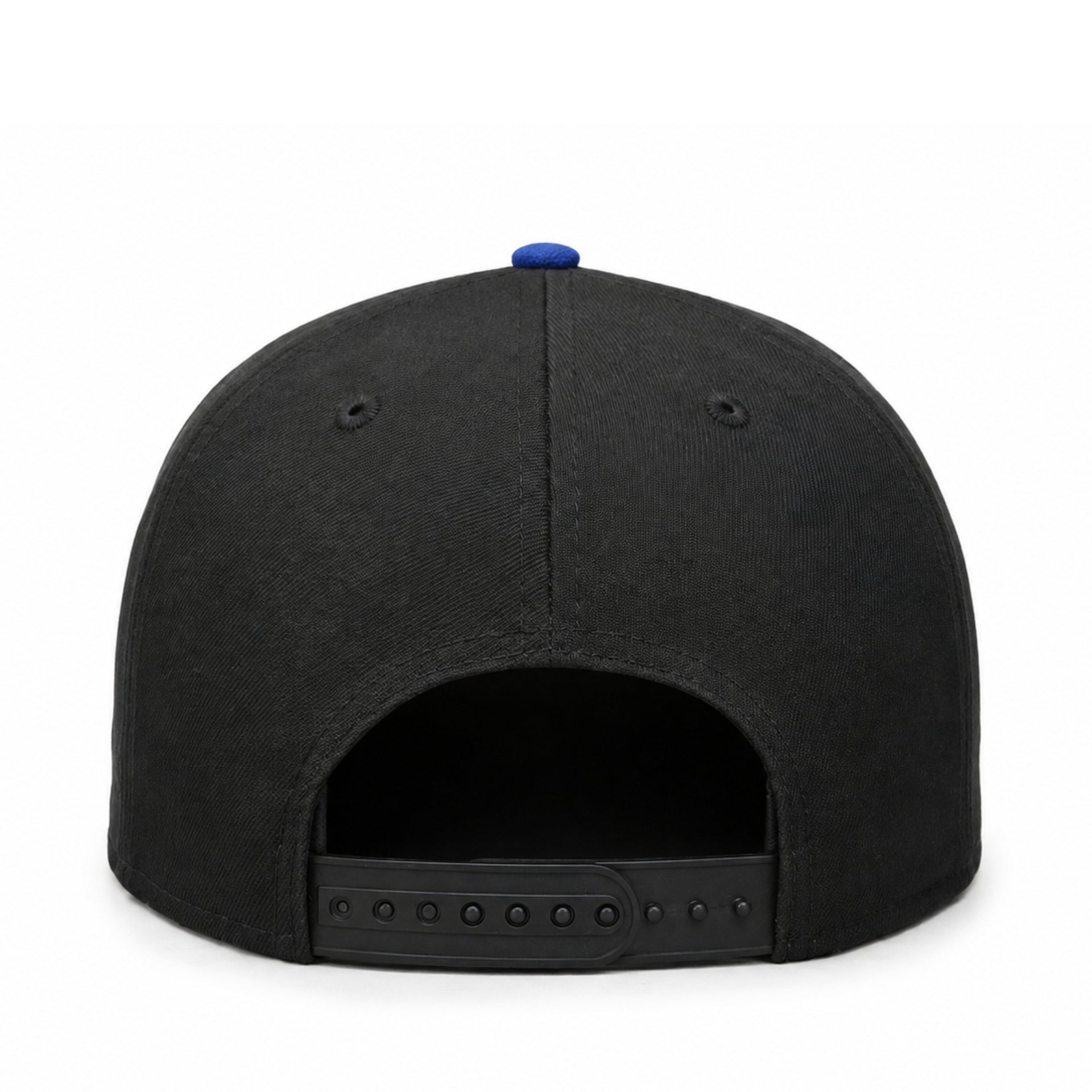 back view of New Era Los Angeles Dodgers Rose 9FIFTY A-Frame Snapback Hat in black and royal blue with embroidered LA logo and red rose detail.