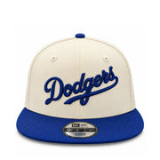 New Era Los Angeles Dodgers Script Youth Chrome/Royal 9FIFTY Snapback Hat front view