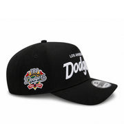 New Era Los Angeles Dodgers Script Logo 9FORTY A-Frame Snapback - Black/White side view
