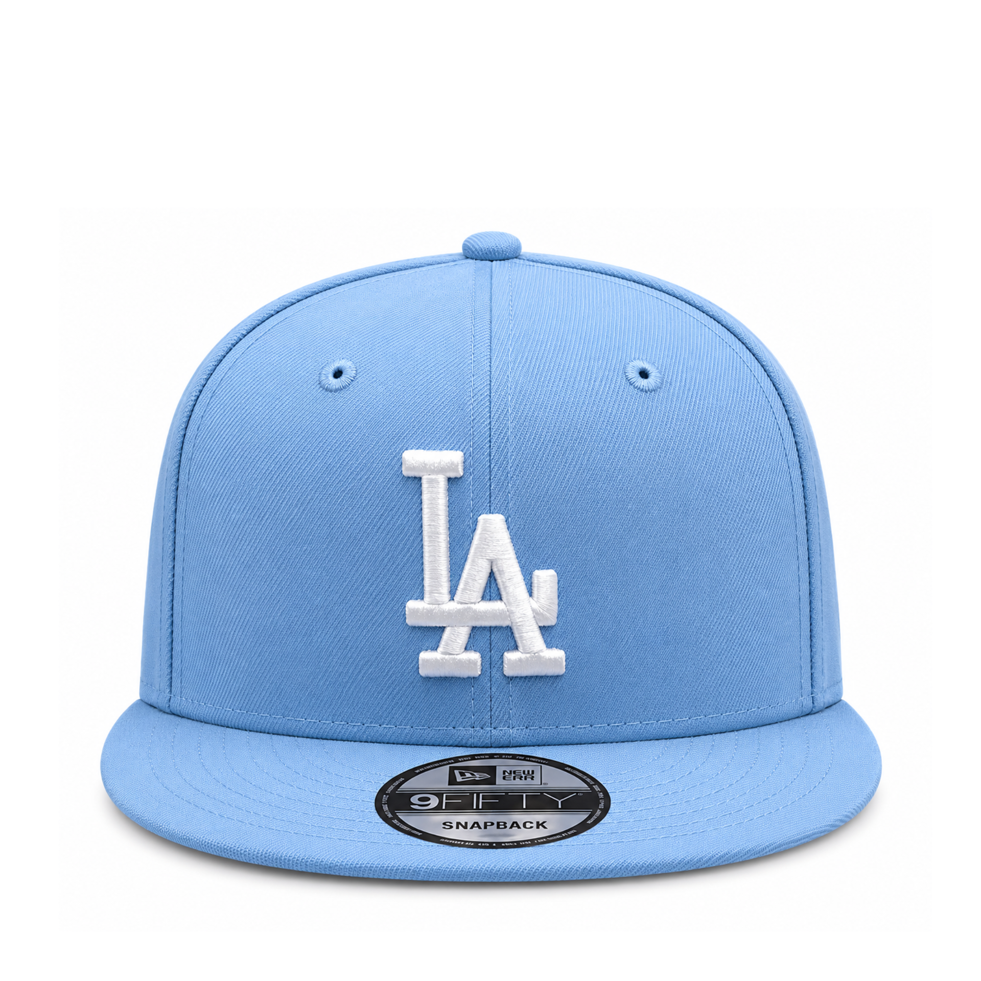 front view of LA Dodgers sky blue with white logo 9fifty snapback hat