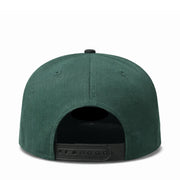 Green cap with black interior and strap on a white background