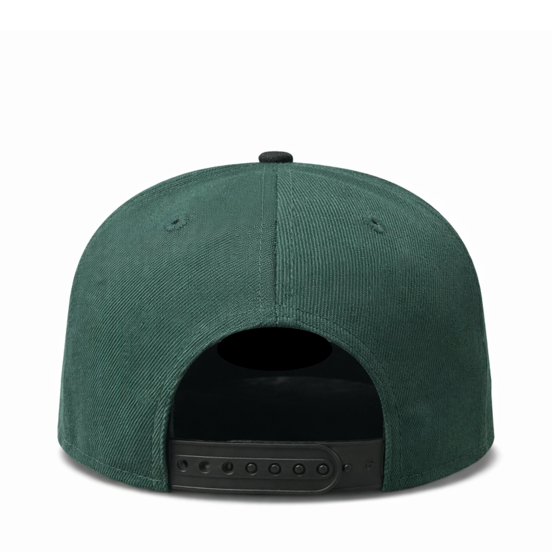 Green cap with black interior and strap on a white background