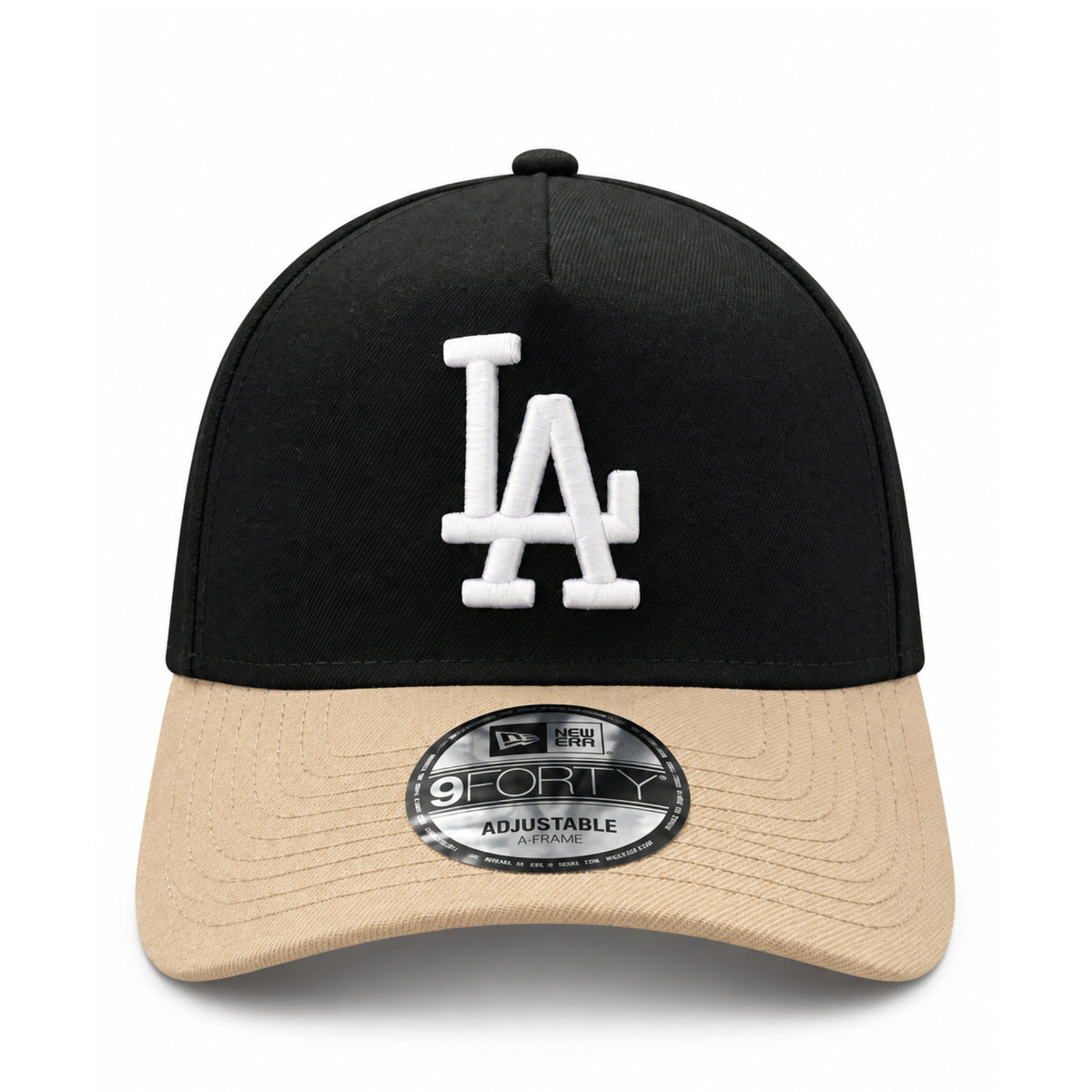 New Era Los Angeles Dodgers Stadium Black/Khaki 9FORTY A-Frame Snapback front view