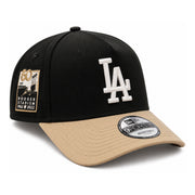 New Era Los Angeles Dodgers Stadium Black/Khaki 9FORTY A-Frame Snapback front right angled view