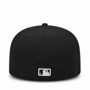 Black baseball cap with a logo on the back against a white background