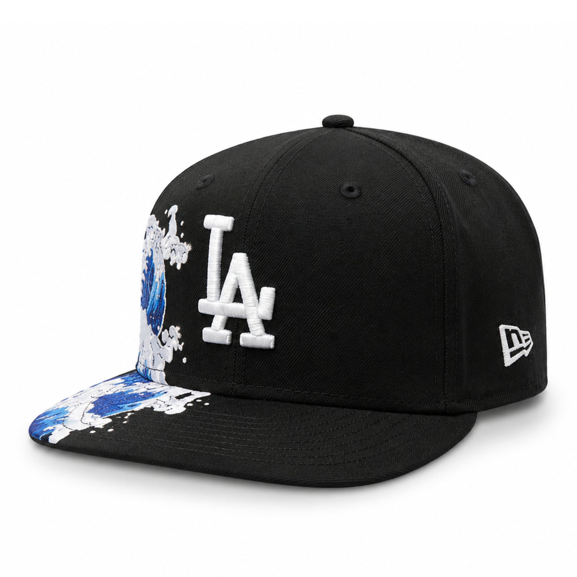 Black cap with LA Dodgers logo and colorful design on a white background