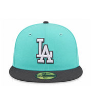 New Era Los Angeles Dodgers Turquoise/Charcoal 59FIFTY Fitted Hat front view