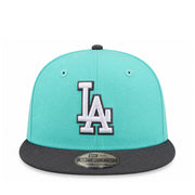 New Era Los Angeles Dodgers Turquoise/Charcoal 9FIFTY Snapback Hat front view
