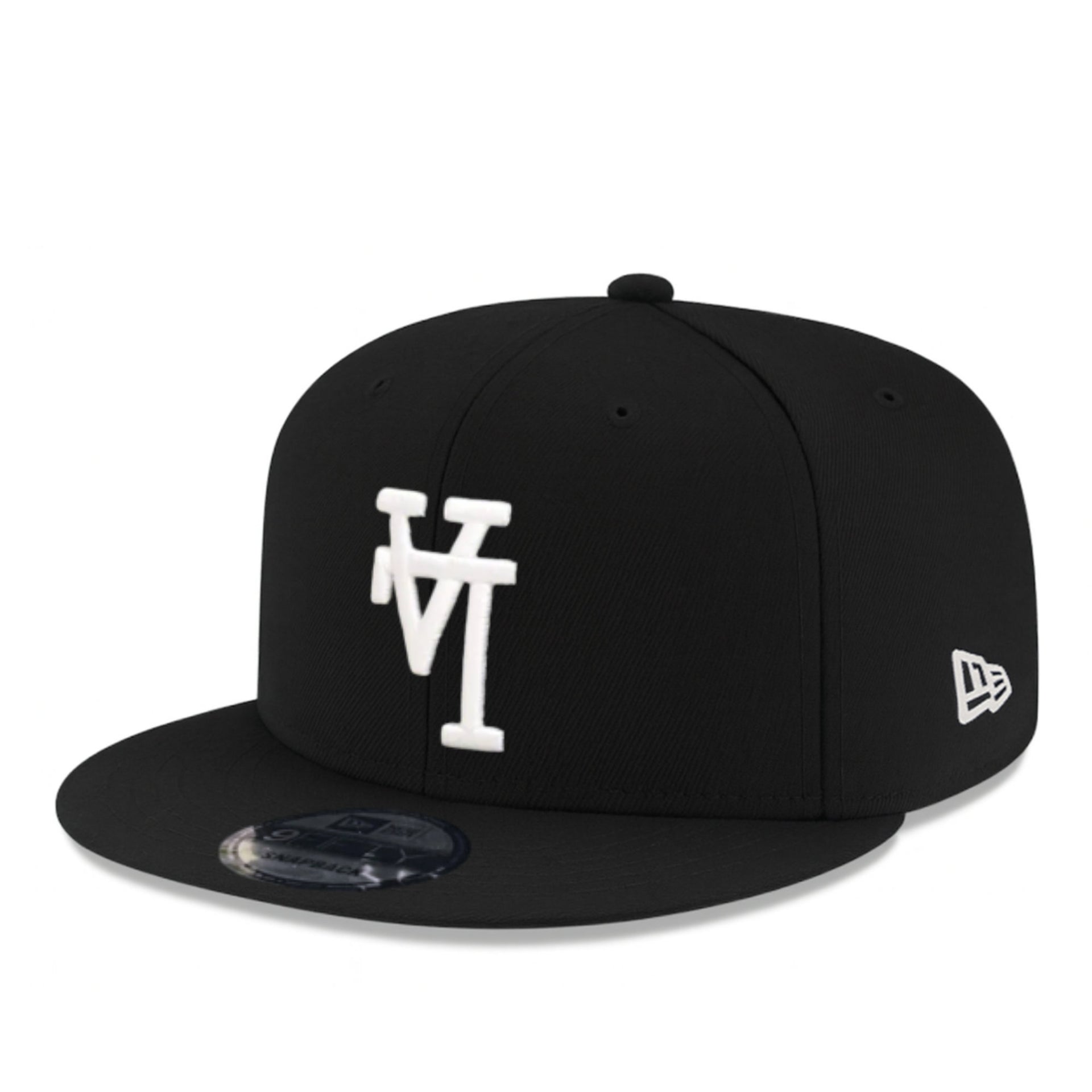 New Era Los Angeles Dodgers Upside Down Black 9FIFTY Snapback Hat Front  Angle View