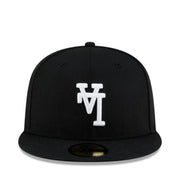 New Era Los Angeles Dodgers Upside Down Black White 59FIFTY Fitted Hat front view