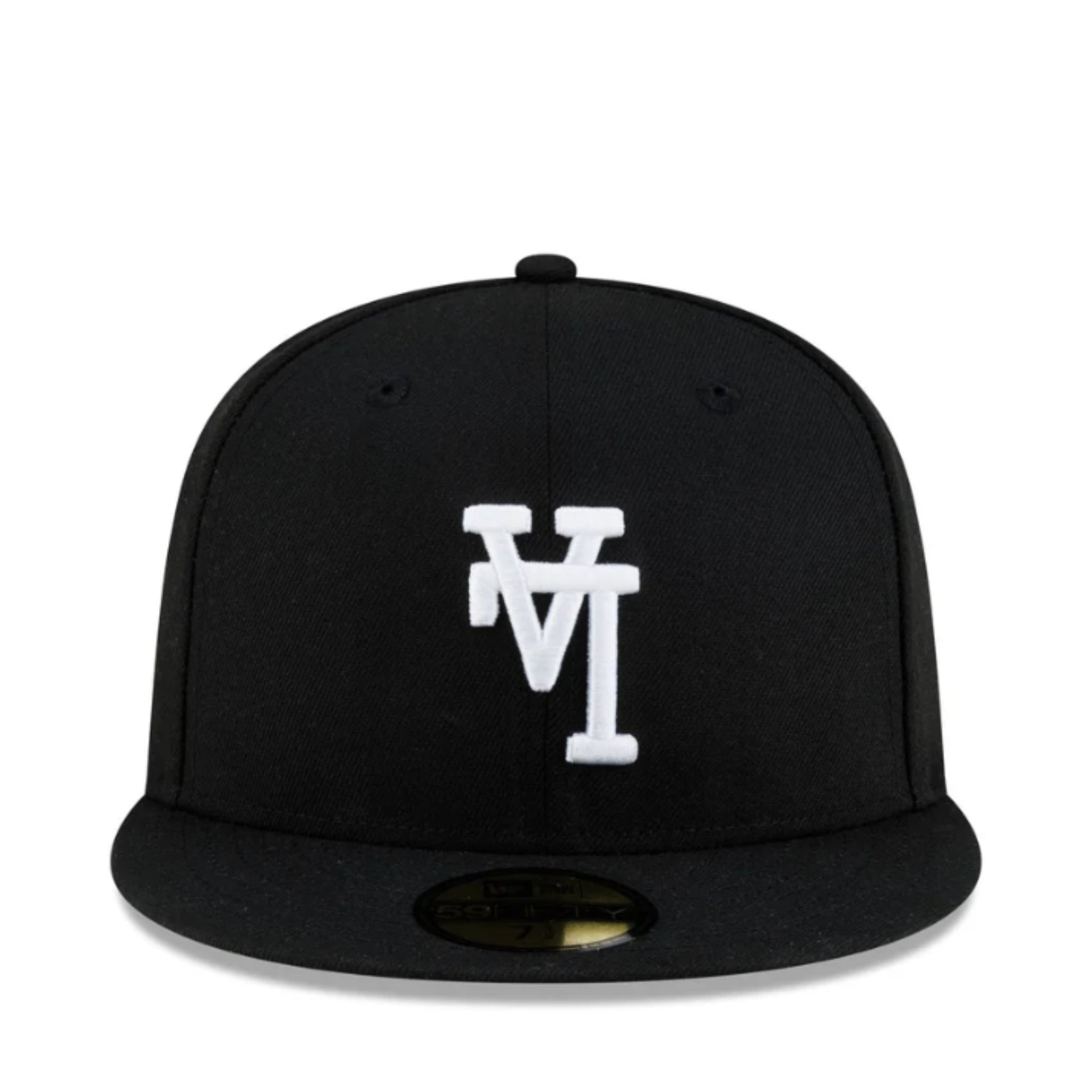 New Era Los Angeles Dodgers Upside Down Black White 59FIFTY Fitted Hat front view