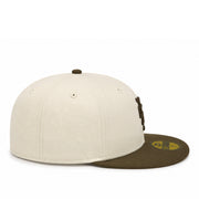 Two-tone cap with beige front and brown back on a white background