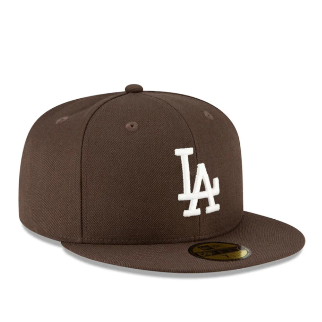 New Era Los Angeles Dodgers walnut brown white logo 59fifty fitted hat front view 2