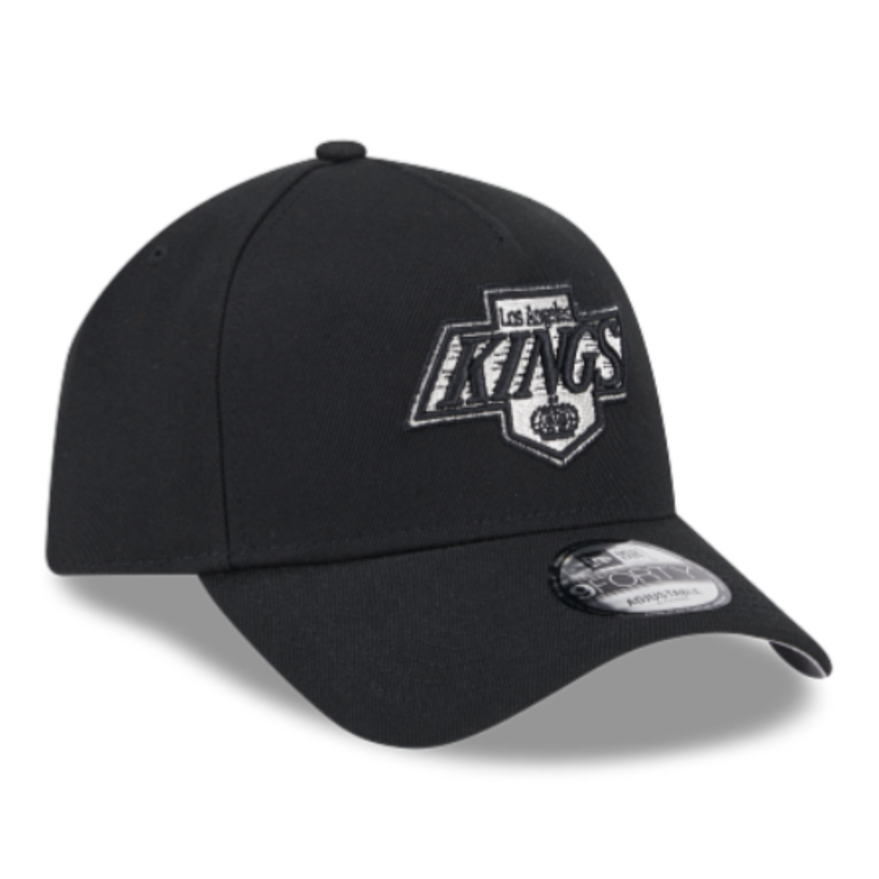 New Era Los Angeles Kings Black A-Frame 9FORTY Snapback Hat front right angle view