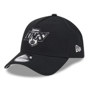 New Era Los Angeles Kings Black A-Frame 9FORTY Snapback Hat front left angle view