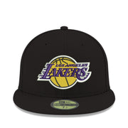 New Era Los Angeles Lakers Basic Black 59FIFTY Fitted Hat front view