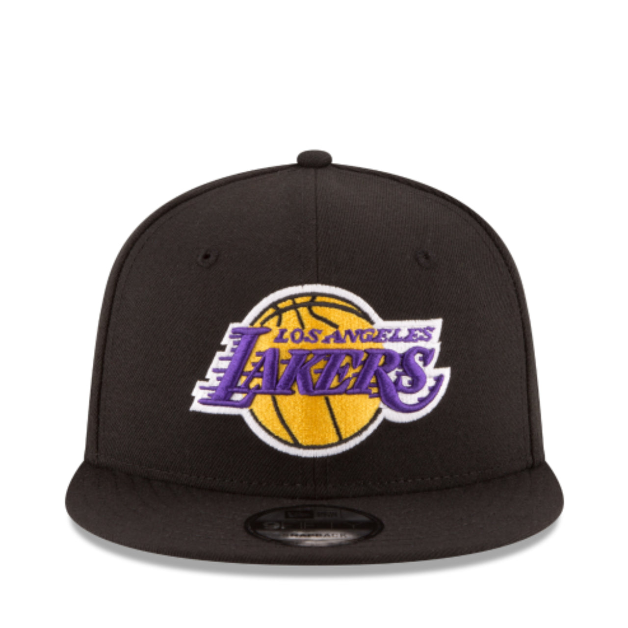 New Era Los Angeles Lakers Black 9FIFTY Snapback Hat front view