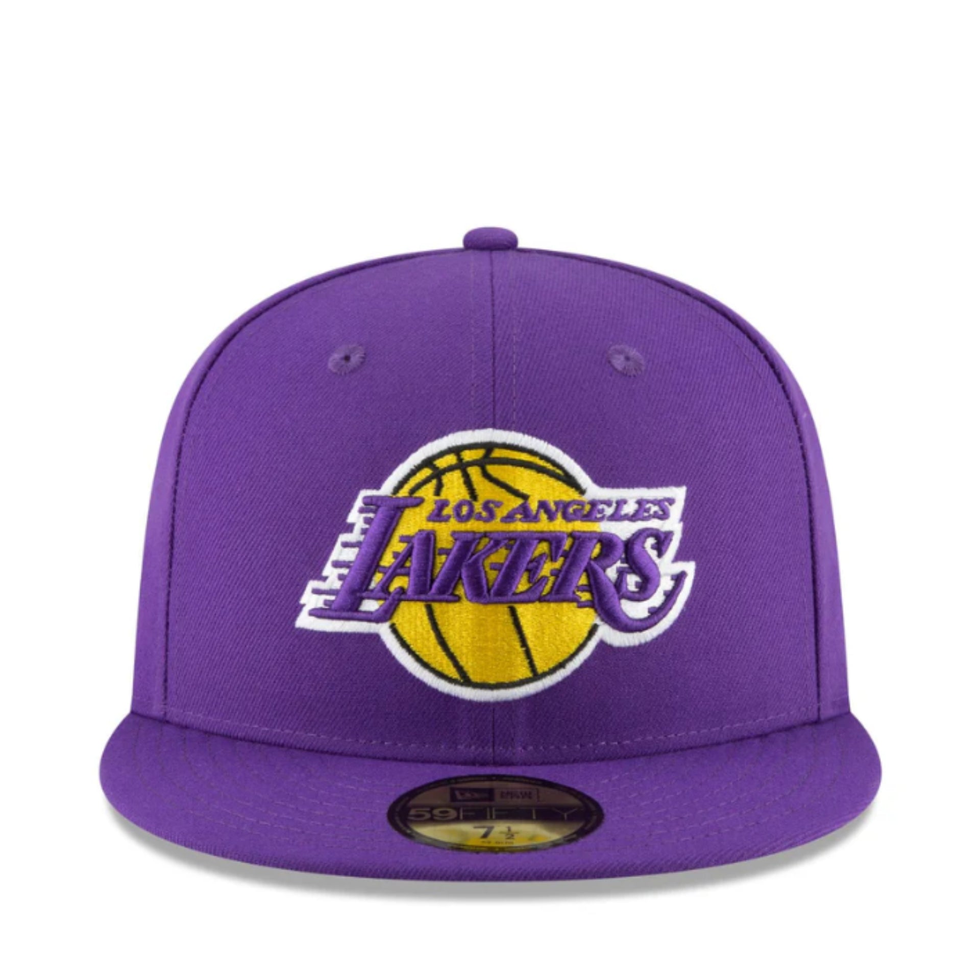 New Era Los Angeles Lakers Team Color Purple 59FIFTY Fitted Hat front view
