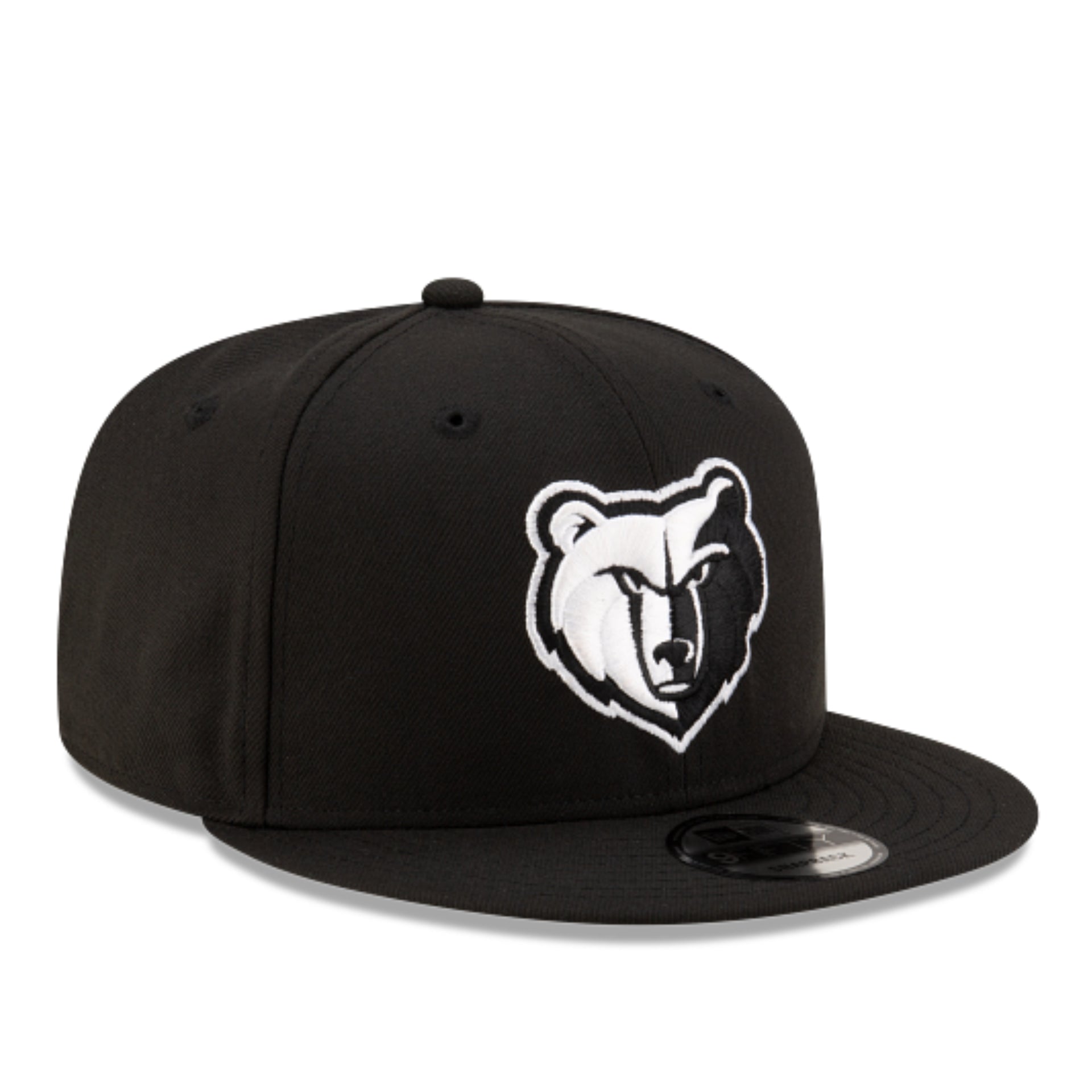 New Era NBA Memphis Grizzlies Bear Black White 9Fifty Snapback Hat front right view