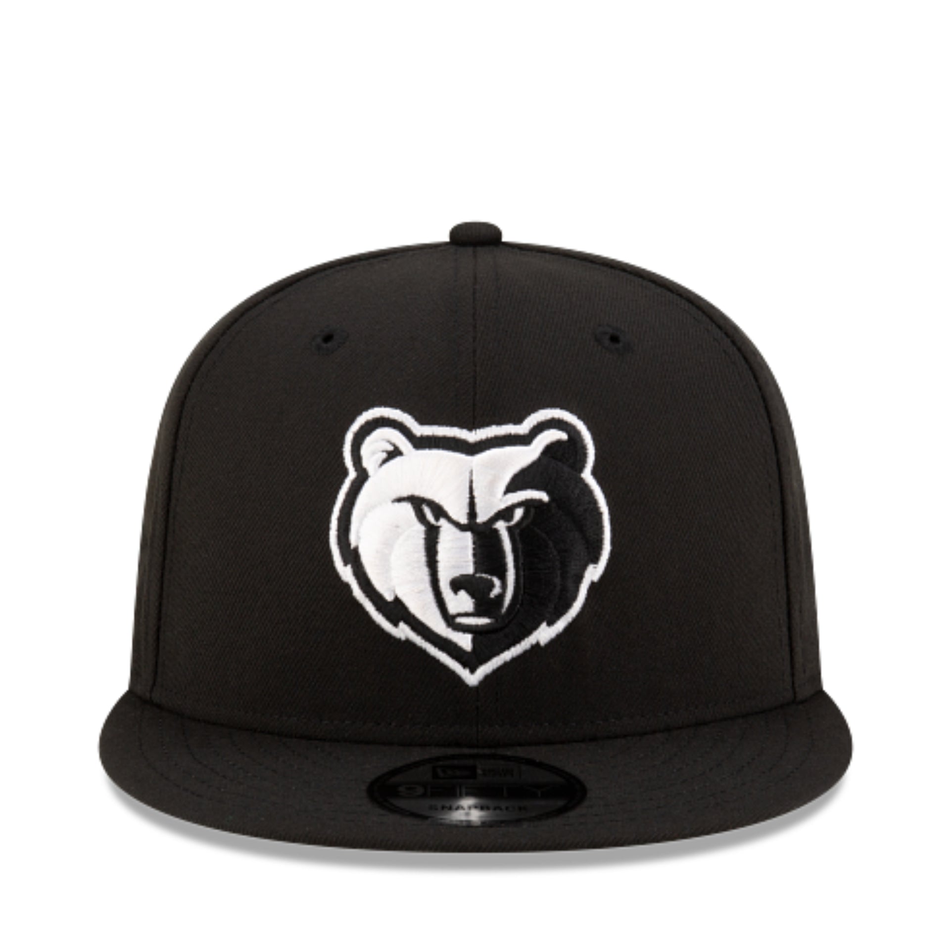 New Era NBA Memphis Grizzlies Bear Black White 9Fifty Snapback Hat front view
