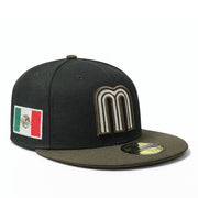 New Era Mexico Baseball Back Flag 59FIFTY Fitted Hat Black Walnut