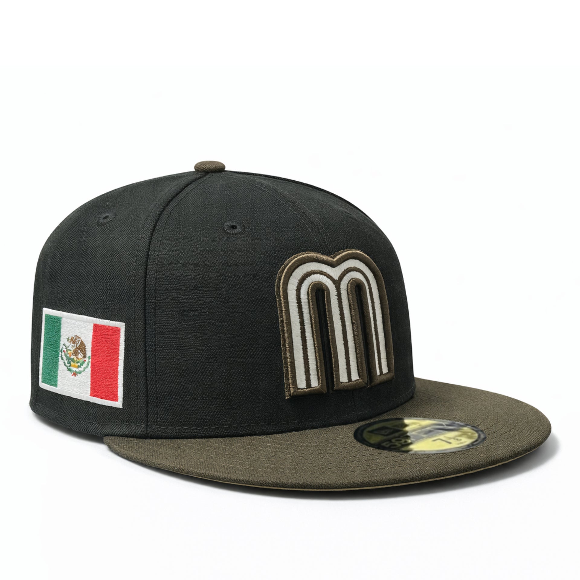 New Era Mexico Baseball Back Flag 59FIFTY Fitted Hat Black Walnut