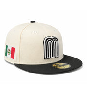 mexico flag on the side of New Era Mexico Baseball 59FIFTY Fitted Hat Chrome Black