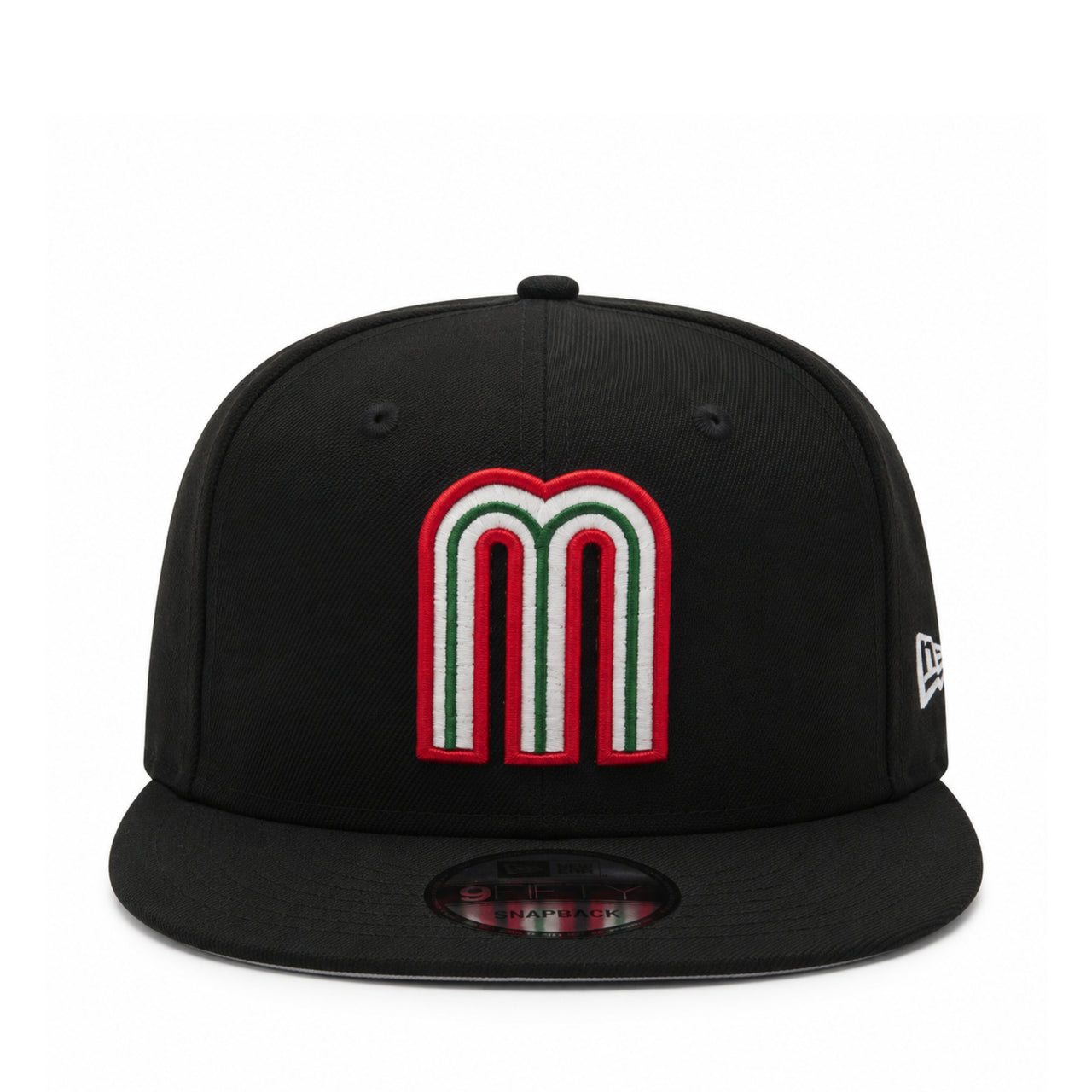 New Era Mexico Baseball Black 9FIFTY Snapback hat  front view