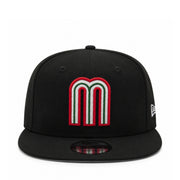 New Era Mexico Baseball Black 9FIFTY Snapback hat  front view