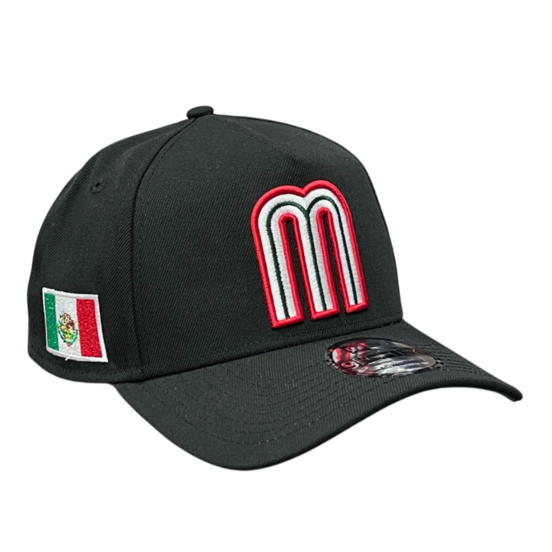 Mexico Baseball Black 9Forty A-Frame Snapback Hat front right angle view