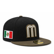 New Era Mexico Black/Walnut Brown 59FIFTY Fitted Hat front angled view