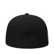 New Era Mexico Baseball Flag Black on Black 59FIFTY Fitted Hat back view