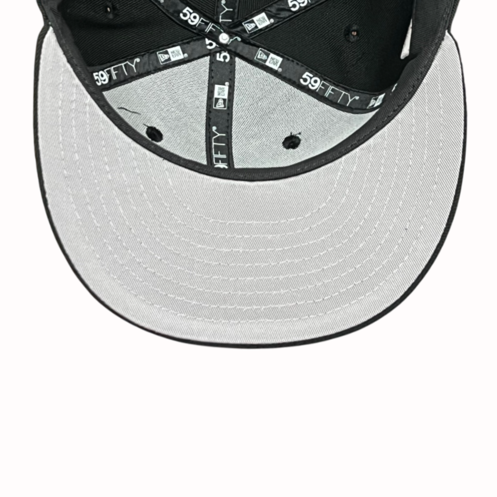 New Era Mexico Baseball Flag Black on Black 59FIFTY Fitted Hat under visor view
