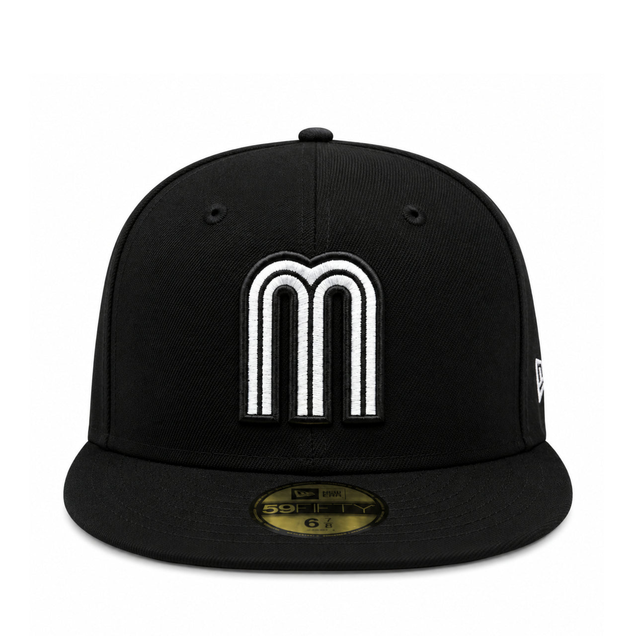 New Era Mexico Baseball Black White 59FIFTY Fitted Hat front view